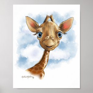 Poster Desenho animado de Girafa Bebê Fofo