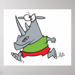 Poster desenho animado do jogger rhino