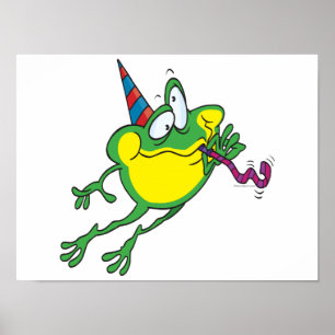 Pôster desenho animado do sapo de festa
