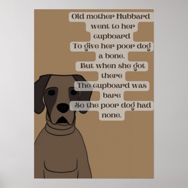 Poster desenho animado velha mãe Hubbard berçário rima (Frente)