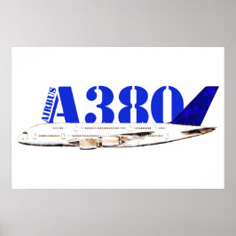 Poster Desenho aquarela do avião Airbus A380