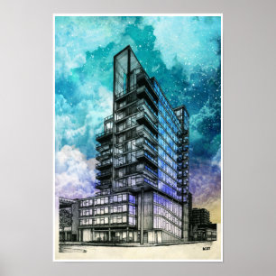 Pôster Desenho arquitectónico da construção moderna
