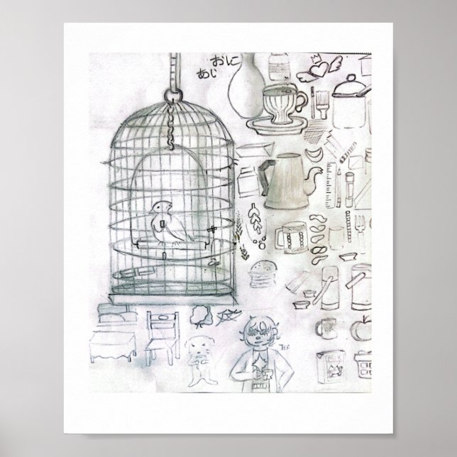 Poster Desenho, Arte, criativo, imaginação. (Frente)