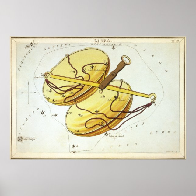 Poster Desenho Astrológico de Libra (Frente)