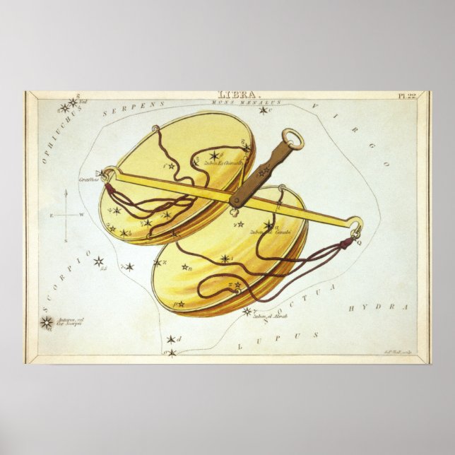 Poster Desenho Astrológico de Libra (Frente)