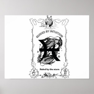 Poster Desenho Celestial Intuição de Peixes