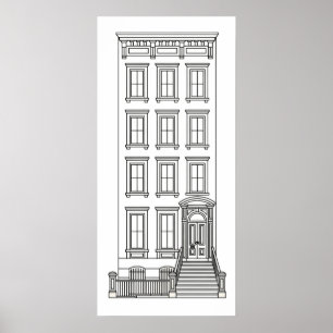Poster Desenho Clássico de Apartamento com Escada de Nova