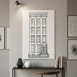 Poster Desenho Clássico de Apartamento com Escada de Nova