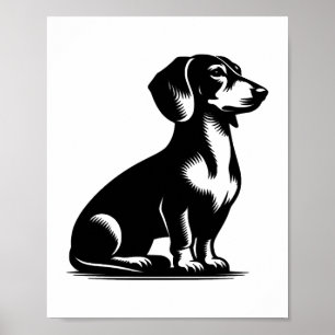 Poster Desenho Clássico de Caça Vintage Dachshund