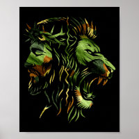 Desenho Cristão de Fé Camuflado Coroa Jesus Leão