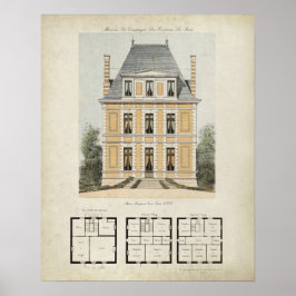 Poster Desenho da arquitetura vintage Paris França nº 3