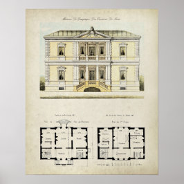 Poster Desenho da arquitetura vintage Paris França nº 4