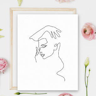 Poster Desenho da arte da linha   Preto e branco   Minima