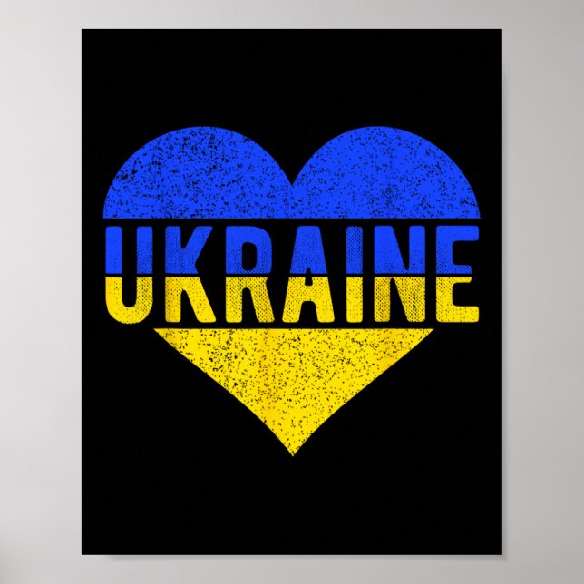 Poster Desenho da Bandeira da Ucrânia - Coração  (Frente)