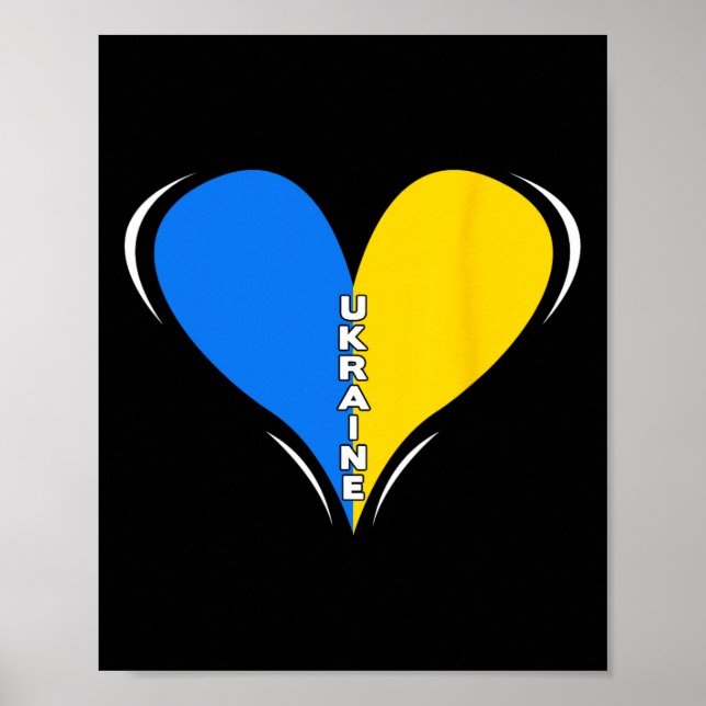 Poster Desenho da Bandeira da Ucrânia - Coração 1  (Frente)
