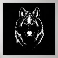 Desenho Da Cabeça Do Lobo Negro E Branco Engraçado