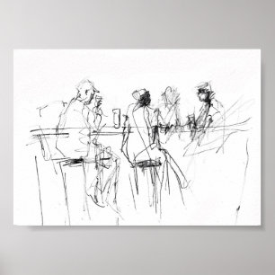 Poster Desenho da cena mínima do Bar elegante - Premium