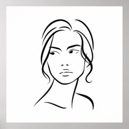 Poster Desenho da face de uma mulher de linha 4