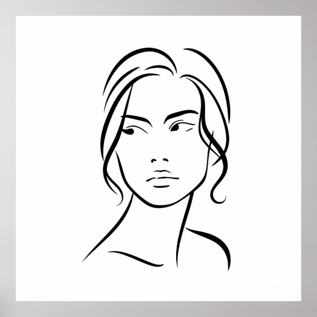 Poster Desenho da face de uma mulher de linha 4 (Frente)