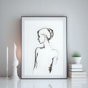 Poster Desenho da figura feminina minimalista