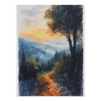 Pôster Desenho da floresta