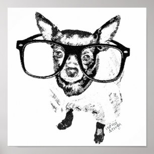Pôster Desenho da ilustração do cão da chihuahua