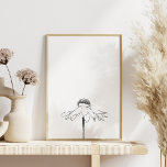 Poster Desenho da linha branca e preta da flor minimalist<br><div class="desc">Desenho de flores simples e elegante em preto e branco minimalista.</div>