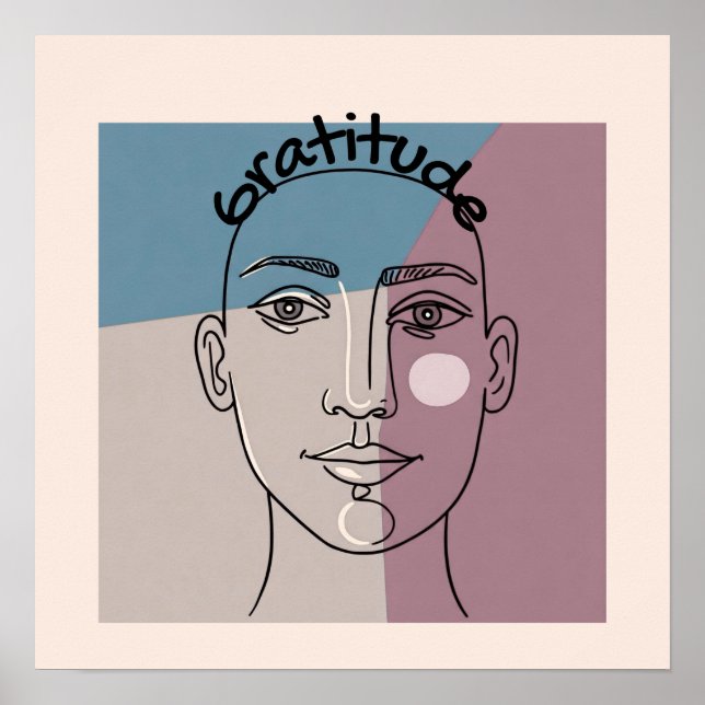 Poster Desenho da Linha de Rosto Elegante | Contemporâneo (Frente)