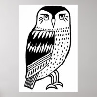 Desenho da linha preta Clever Owl em branco