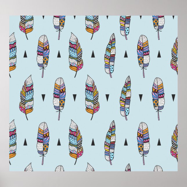 Poster Desenho Da Mão Da Pena Do Boho Style (Frente)