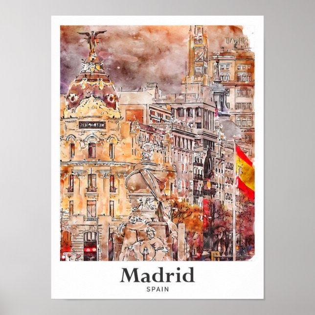 Poster Desenho Da Mão D'Água Da Espanha De Arte De Madrid (Frente)