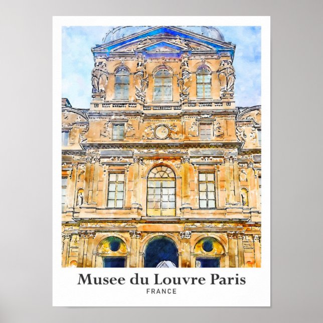 Poster Desenho da Mão d'Água do Musee du Louvre Paris Via (Frente)