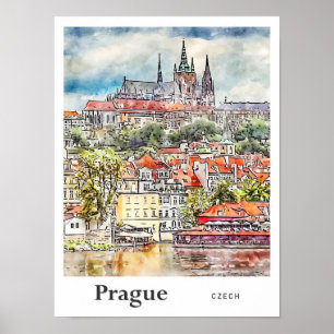 Poster Desenho Da Mão De Desenho De Viagem Tcheca Praga