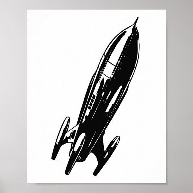 Poster Desenho da nave espacial, ilustração da safra. (Frente)