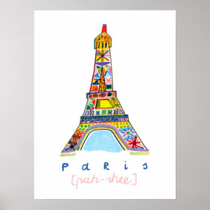 Poster Desenho da ponta de feltro de Paris