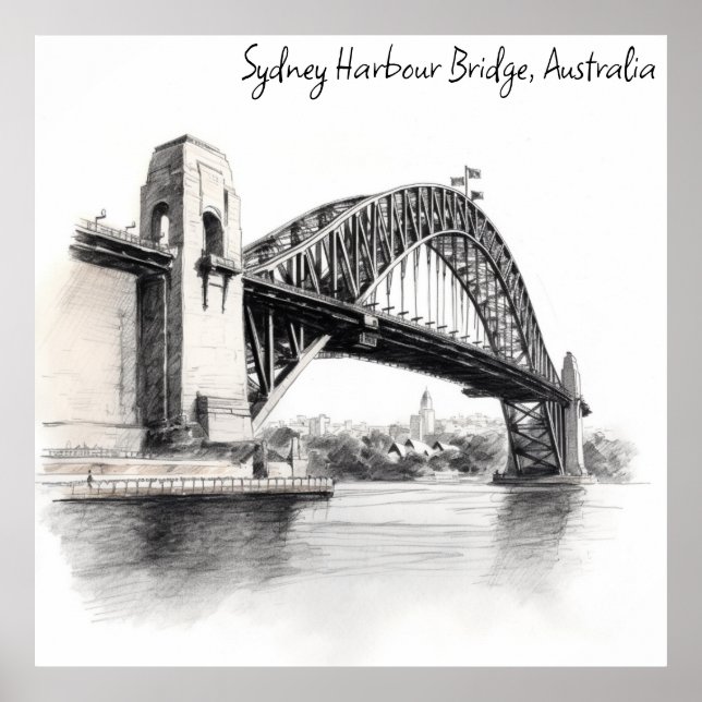 Poster Desenho da ponte Sydney Harbor (Frente)