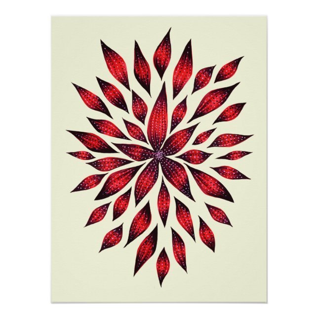 Pôster Desenho da porta do abstrato Red Flower (Frente)