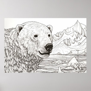 Poster Desenho Da Prairie Da Natureza Pacífica Do Urso Po