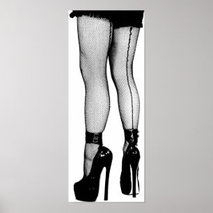 Poster Desenho da tinta das meias do Fishnet dos pés das