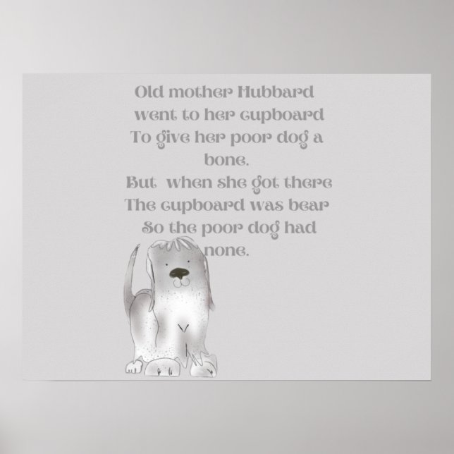 Poster Desenho da Velha Mãe Hubbard divertido em tons de  (Frente)
