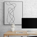 Poster Desenho de Abstrato de Linha Moderno Minimalista<br><div class="desc">Arte simples,  mas elegante,  de linha abstrato em preto e branco.</div>