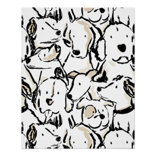 Pôster Desenho de animal de estimação de cachorro fofo -