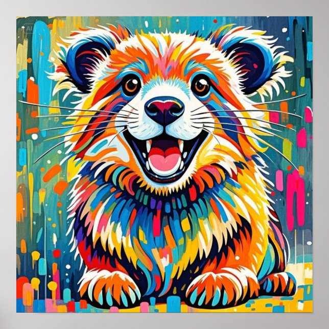 Poster Desenho de arte animal apresentando elementos ousa (Frente)