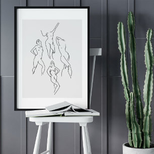 Poster Desenho de arte da linha de retrato minimalista Ab