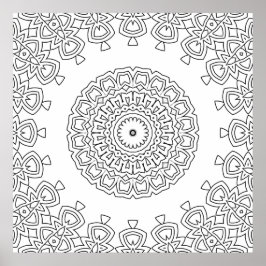 Poster Desenho de Arte de Mandala com Motivo Circular Orn