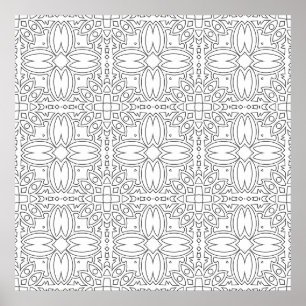 Poster Desenho de Arte de Padrão de Simetria de Azulejo F
