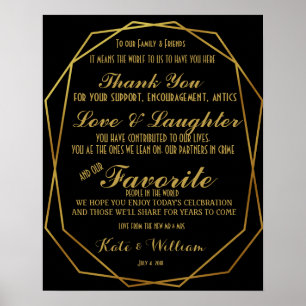 Poster Desenho de arte elegante, convidados de agradecime
