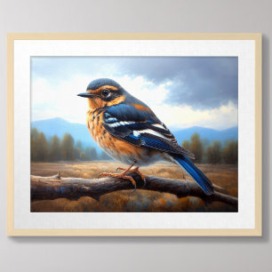 Poster Desenho de Bluebird oriental em uma ramificação