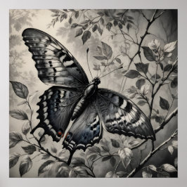 Poster Desenho de borboletas brancas e pretas