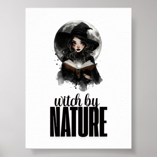 Poster Desenho de bruxa gótica na lua cheia ||  (Frente)